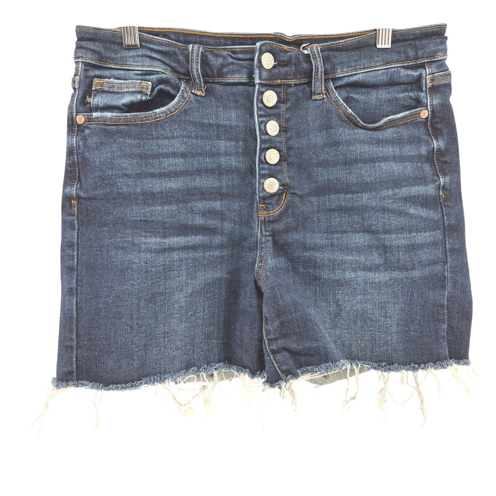 Judy Blue Womens Dark Wash Button Fly Denim Cutoff Shorts‎ Sz XL Boho Festival